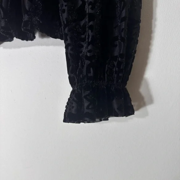 Free people A little twist velvet off the shoulder black top size XS witchy goth - Picture 8 of 13